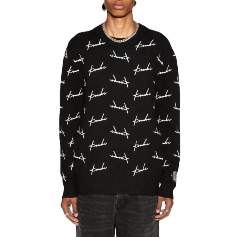 NEW KSUBI skript knit crewneck sweater in black